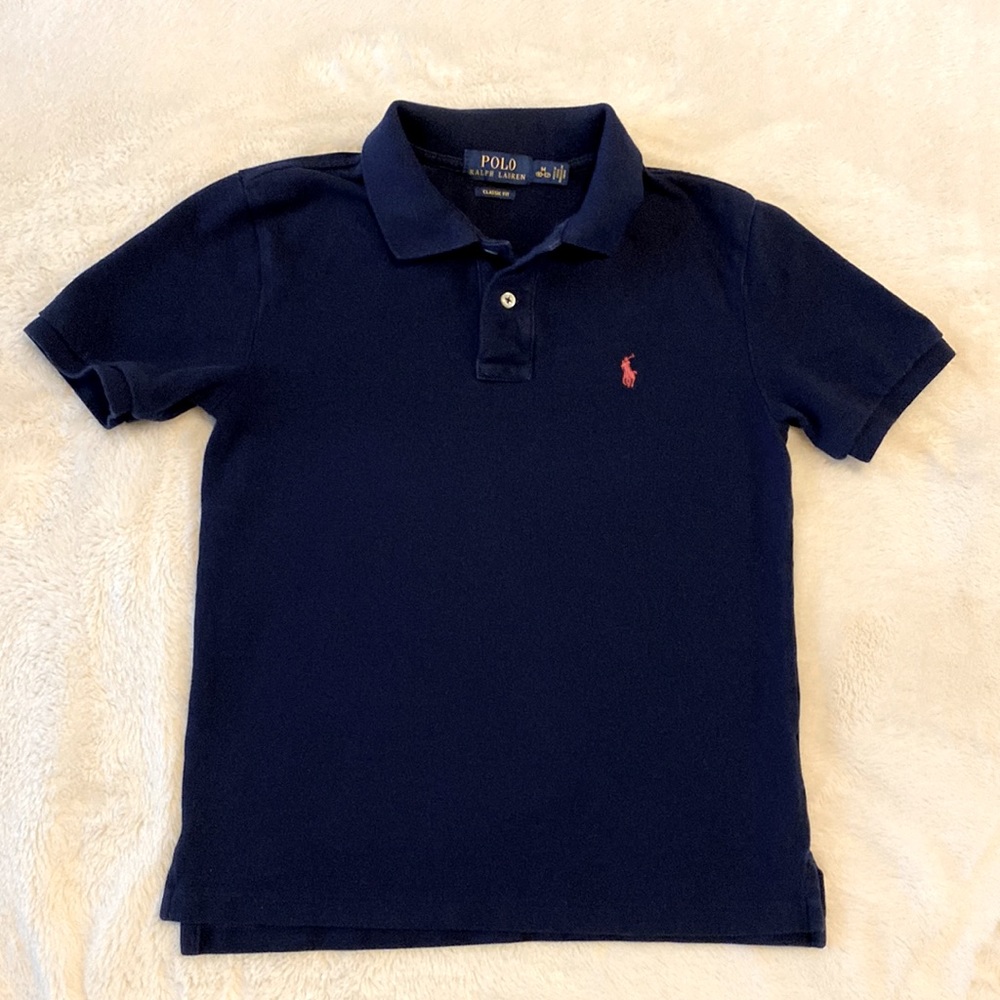 Polo Ralph Lauren 10-12  M Classic Fit Boys top shirt button top red logo